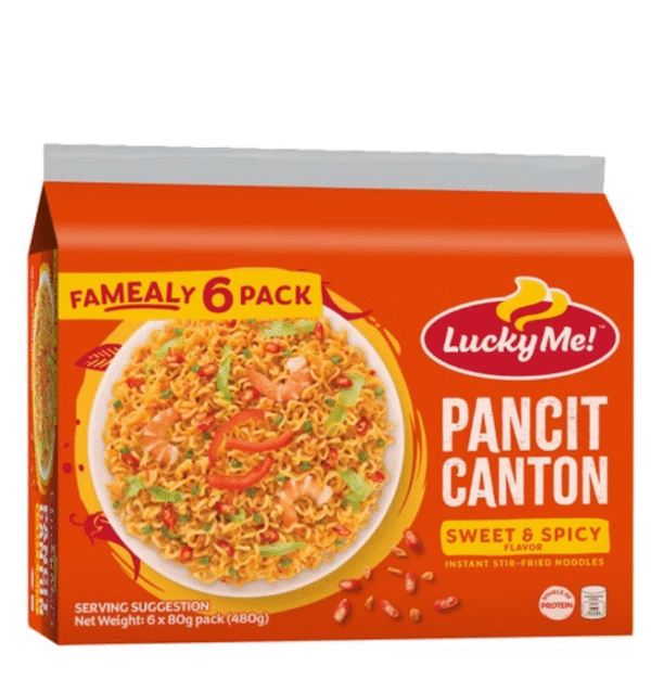 Lucky Me! Pancit Canton Instant Noodles Sweet and Spicy Multipack | 80g 6s